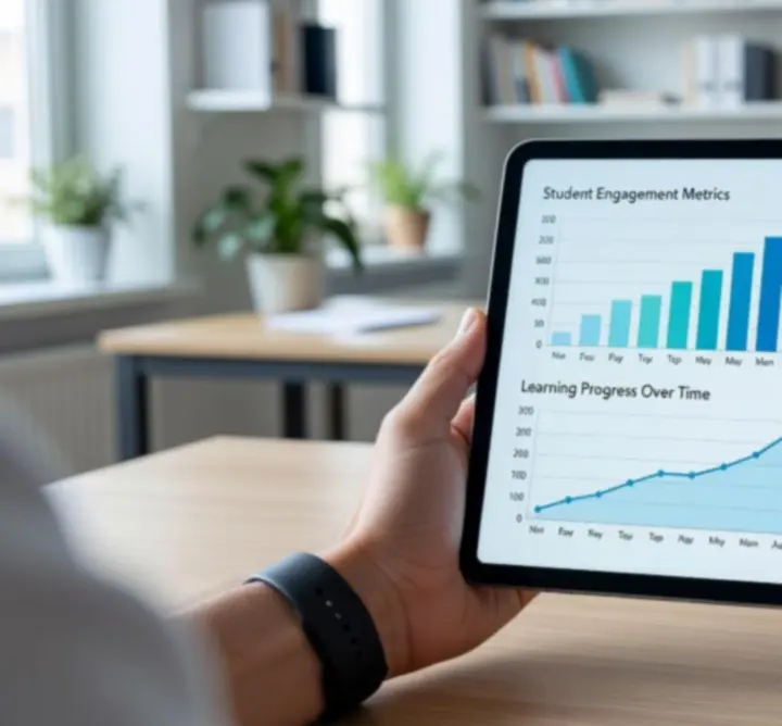 Infografika i wizualizacja danych w odcieniach niebieskiego i teal, przedstawiająca kluczowe trendy