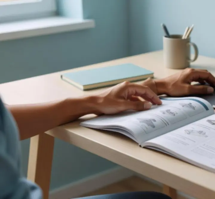 Osoba wykonująca praktyczny samouczek krok po kroku na komputerze